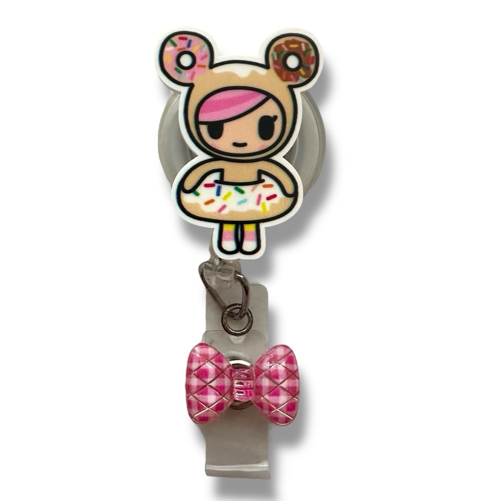 Sanrio Tokidoki Pink Donutella Retractable Badge Holder